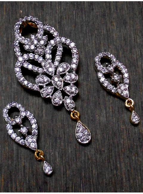 CZ Pendant With Earrings